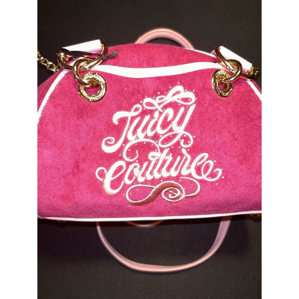Juicy Couture Hot Pink Satchel Purse Gold Chain Crossbody Ice Cream Charm NWT!